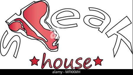 Steak House or Meat Store Labels, Emblems, Logo Templates. Signs Set. Isolated. Stock Vector