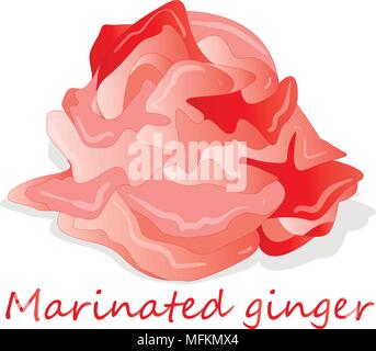 Marinated ginger slices illustration  isolated on white Stock Vector