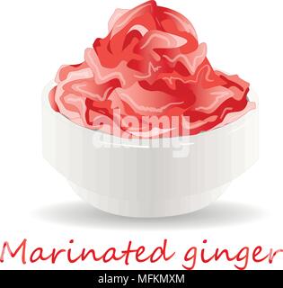 Marinated ginger slices illustration  isolated on white Stock Vector