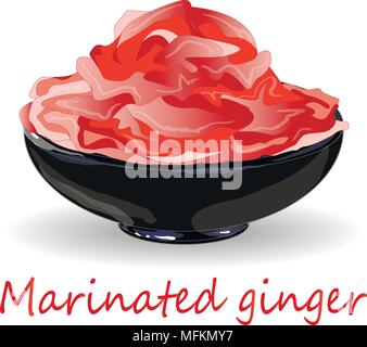 Marinated ginger slices illustration  isolated on white Stock Vector