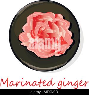 Marinated ginger slices illustration  isolated on white Stock Vector