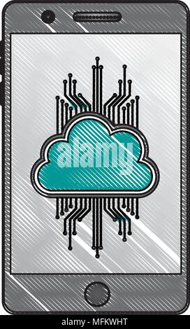 smartphone cloud computing storage data circuit Stock Vector