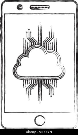 smartphone cloud computing storage data circuit Stock Vector