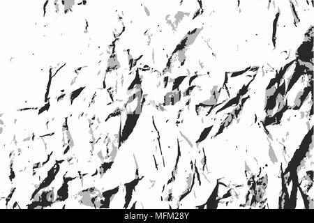 Grain crumpled paper texture background. Black and white vector template for overlay artwork. Stock Vector