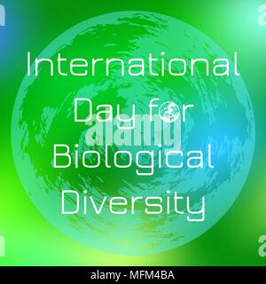 International Day for Biological Diversity. The concept of ecological holiday. Planet Earth. On a green blurred background. Event name Stock Vector