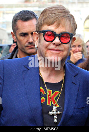 Elton John and husband David Furnish holiday with their two sons in Rome, Italy  Featuring: Elton John Where: Rome, Italy When: 24 Mar 2018 Credit: IPA/WENN.com  **Only available for publication in UK, USA, Germany, Austria, Switzerland** Stock Photo