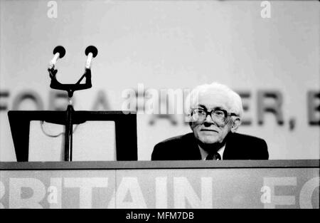 Phil Maxwell / Bandphoto / Uppa - Michael Foot, "She (Mrs Thatcher) worships the profit motive, the money test. Nothing else, no other value in life, Stock Photo