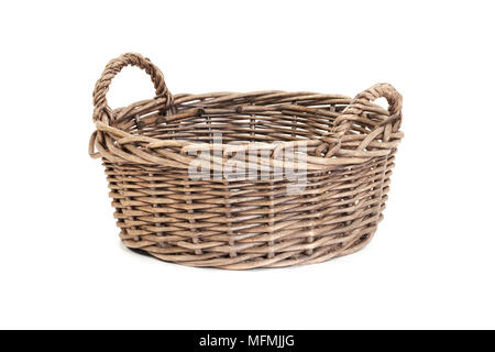 Wicker basket isolated on whiote background Stock Photo