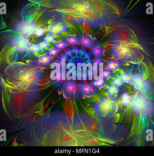 abstract fractal futuristic colourful pattern. 3d render of a fractal. art fantasy pattern. digital art design element. abstract psychedelic backgroun Stock Photo
