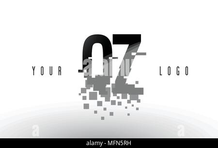 QZ Q Z Pixel Letter Logo with Digital Shattered Black Squares. Creative Letters Vector Illustration. Stock Vector