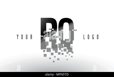 RQ R Q Pixel Letter Logo with Digital Shattered Black Squares. Creative Letters Vector Illustration. Stock Vector