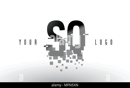 SQ S Q Pixel Letter Logo with Digital Shattered Black Squares. Creative Letters Vector Illustration. Stock Vector