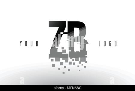 ZB Z B Pixel Letter Logo with Digital Shattered Black Squares. Creative Letters Vector Illustration. Stock Vector