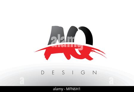AQ A Q Brush Logo Letters Design with Red and Black Colors and Brush Letter Concept. Stock Vector