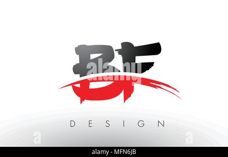 Red BF Brush Letter Logo Design with Circle. Creative Brushed Letters ...