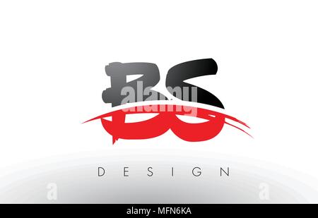Red BS Brush Letter Logo Design with Circle. Creative Brushed Letters ...
