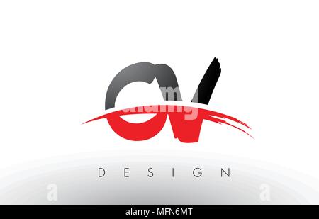 CV C V Logo Letters with Red and Black Colors and Swoosh. Creative ...