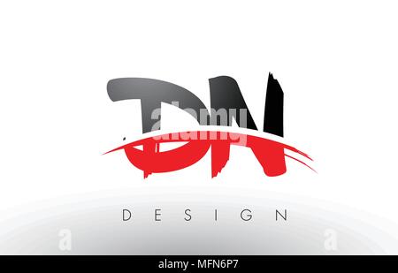 DN D N Brush Logo Letters Design with Red and Black Colors and Brush Letter Concept. Stock Vector