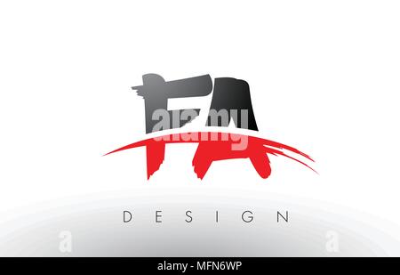 FA F A Logo Letters with Red and Black Colors and Swoosh. Creative ...
