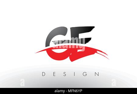 GE G E Logo Letters with Red and Black Colors and Swoosh. Creative ...