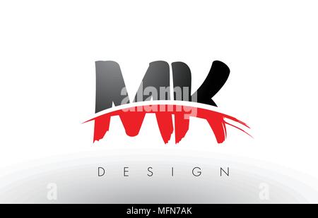 MK M K Logo Letters with Red and Black Colors and Swoosh. Creative ...