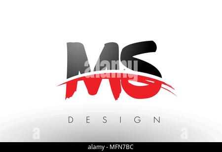 Red MS Brush Letter Logo Design. Artistic Handwritten Brush Letters ...