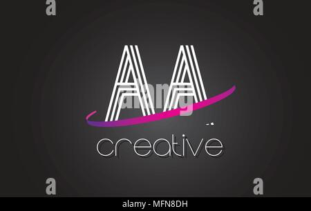 Black lines letters AA A logo design with circular lines frame ...