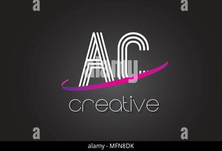 AC A C letters logo with black swoosh. Vector Illustration with letters ...