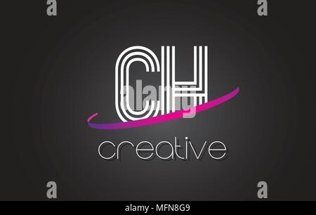 CH C H Swoosh Letter Logo Design with Modern Yellow Swoosh Curved Lines ...