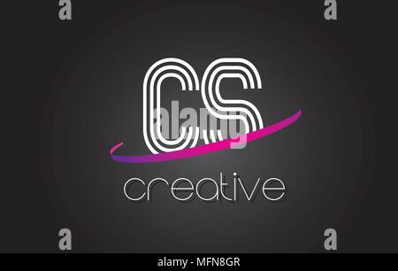 CS C S Purple Letter Logo with Swoosh Design. Creative Magenta Modern ...