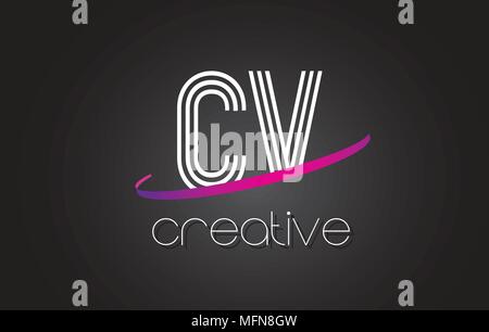 CV C V Letter Logo Design with Swoosh and Black Brush Stroke. Modern ...