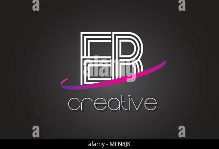 EB E B Letter Logo Design with Swoosh and Black Brush Stroke. Modern ...
