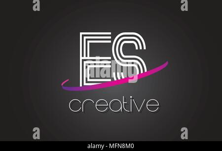 ES E S Letter Logo Design with Swoosh and Black Brush Stroke. Modern ...