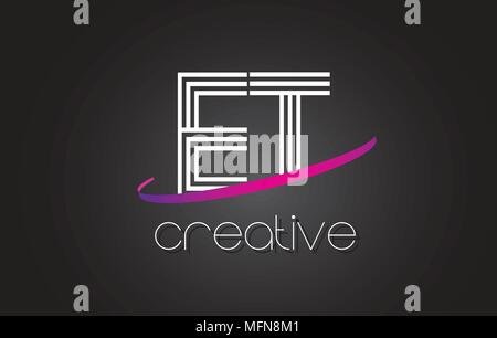 ET E T Letter Logo Design with Swoosh and Black Lines. Modern Creative ...