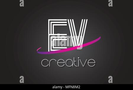 EV E V Letter Logo Design with Swoosh and Black Lines. Modern Creative ...