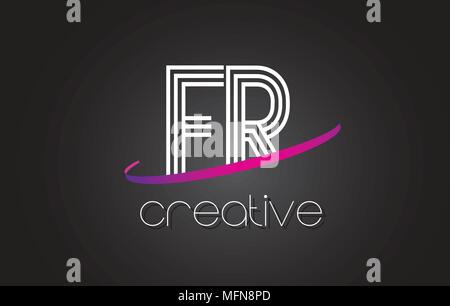 FR F R Letter Logo Design with Swoosh and Black Lines. Modern Creative ...