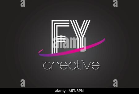 FY F Y Letter Logo with Lines Design And Purple Swoosh Vector Letters Illustration. Stock Vector