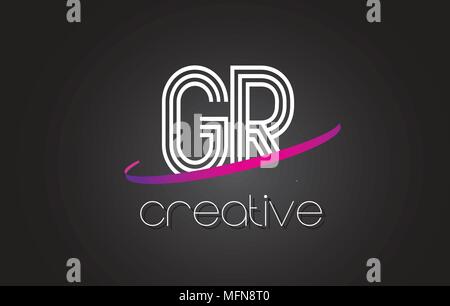 GR G R Purple Letter Logo with Swoosh Design. Creative Magenta Modern ...