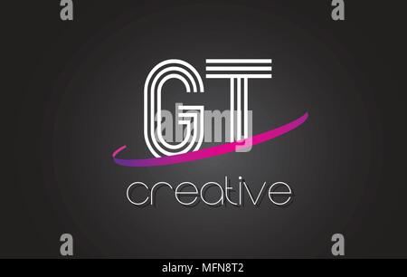 GT G T Purple Letter Logo Design with Creative Liquid Effect Flowing ...
