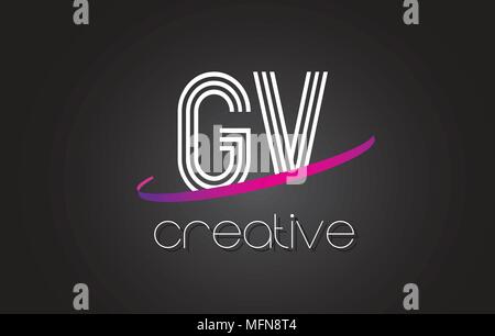 GV G V Letter Logo Design with Swoosh and Black Lines. Modern Creative ...