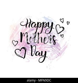 Happy Mothers Day Lettering Calligraphy On Abstract White Background Holiday Greeting Card Stock Vector