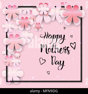 Beautiful Happy Mothers Day Greeting Card Design Stock Vector