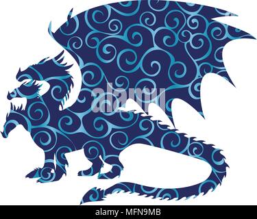 Dragon fantastic pattern silhouette symbol mythology fantasy.  Vector illustration. Stock Vector