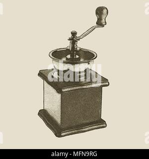 hand drawn vintage coffee grinder, vector eps 10 Stock Vector