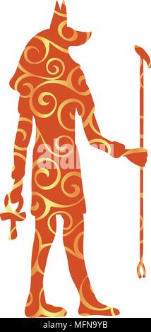 God Anubis egypt egyptian pattern silhouette ancient egypt. Vector illustration. Stock Vector