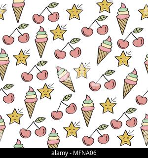 Doodle seamless pattern with sweets elements. Vector Stock Vector