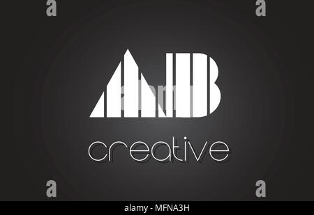 AB A B Creative Letter Logo Design With White and Black Lines. Stock Vector