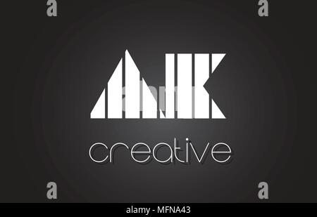 AK A K Creative Letter Logo Design With White and Black Lines. Stock Vector