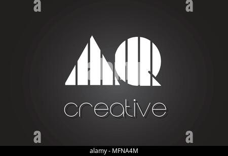 AQ A Q Creative Letter Logo Design With White and Black Lines. Stock Vector