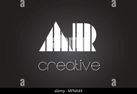 AR A R Creative Letter Logo Design With White and Black Lines. Stock Vector